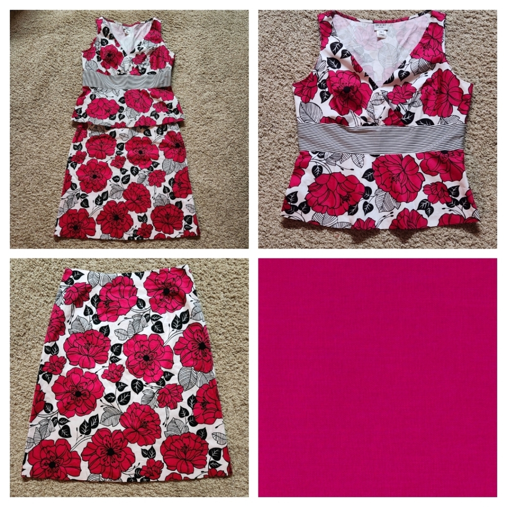 VTG Dorby 2 piece skirt set Size 12 Colors magenta black white